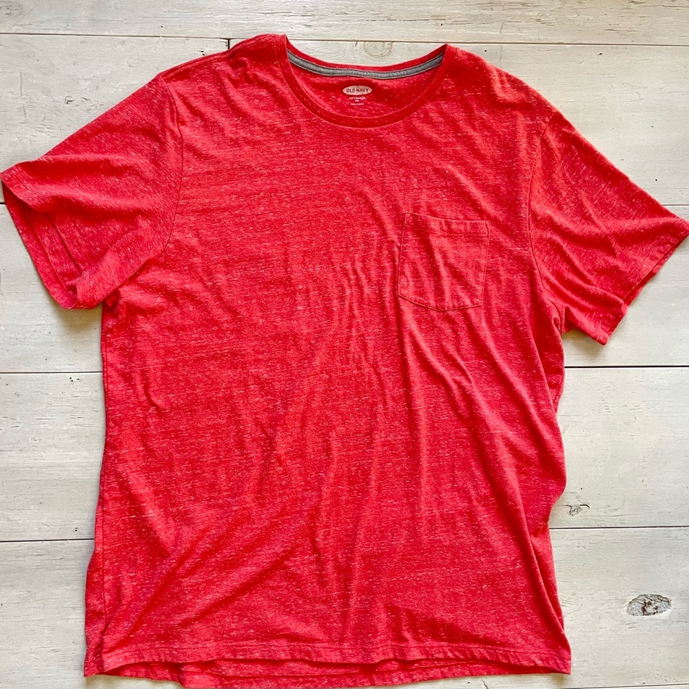 Old Navy Men’s Red Orange Soft Washed Tee Generous Fit Casual Colorful Size XXL